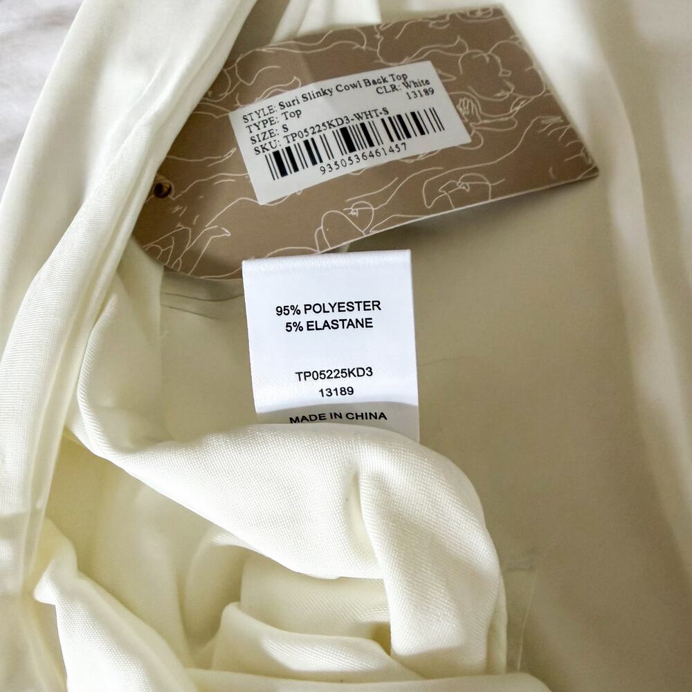 NWT Meshki Suri Slinky Cowl Back Top White Sleeveless Tank Women’s Size Small - Picture 7 of 7